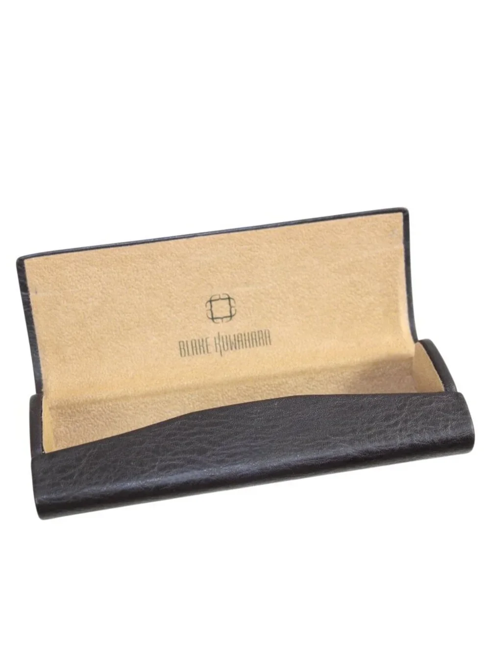 Blake Kuwahara Brown Leather Hard Eyeglass Case EUC